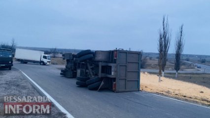 В Одесской области перевернулся грузовик с зерном (фото)